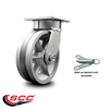 Service Caster 6 Inch Kingpinless V Groove Semi Steel Poly Wheel Swivel Caster with Swivel Lock SCC-KP30S620-VGR-BSL